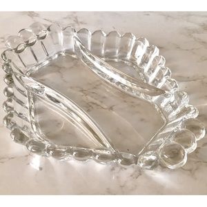 Vintage Heisey Crystolite Pressed & Blown Glass Hexagonal 9” Relish Dish - Mint!
